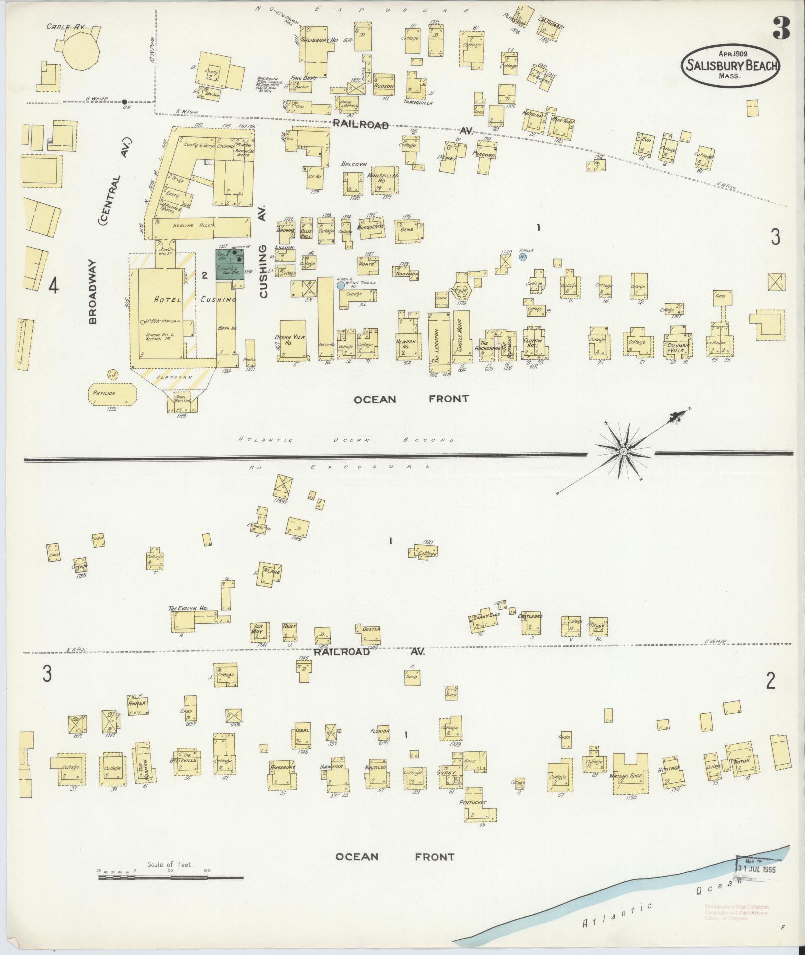 Sanborn Fire Insurance Map from Salisbury, Essex County, Massachusetts (1909), Sheet #0003 - Complete Map Set gallery image, historic Sanborn map, vintage wall art, Massachusetts Massachusetts
