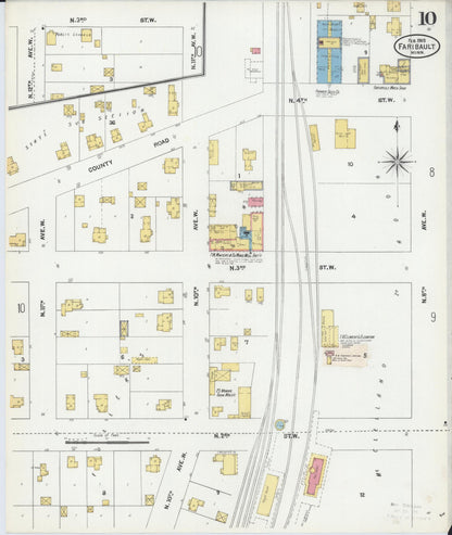 Sanborn Fire Insurance Map from Faribault, Rice County, Minnesota (1905), Sheet #0010 - Complete Map Set gallery image, historic Sanborn map, vintage wall art, Minnesota Minnesota