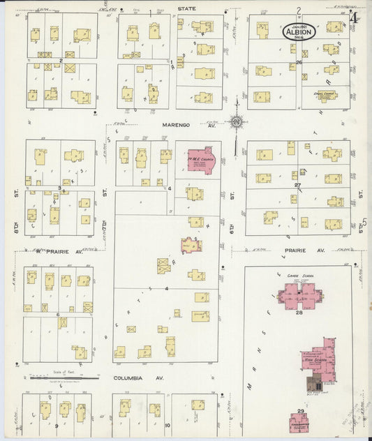 Sanborn Fire Insurance Map from Albion, Boone County, Nebraska (1921), Sheet #0004 - Historic Sanborn Fire Insurance Map Print, vintage old map wall art, antique decor, genealogy gift, Nebraska Nebraska map