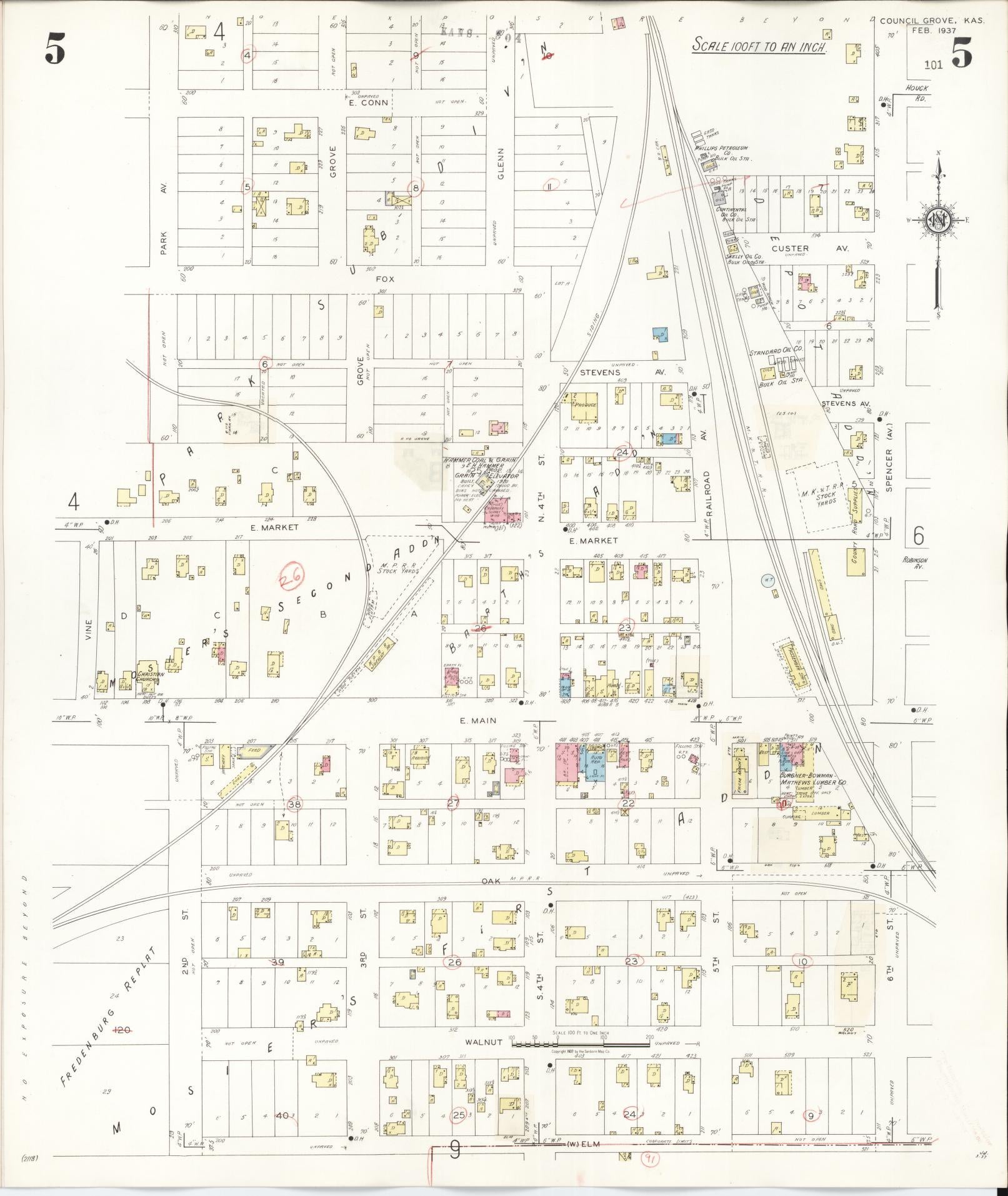 Sanborn Fire Insurance Map from Council Grove, Morris County, Kansas (1944), Sheet #0005 - Complete Map Set gallery image, historic Sanborn map, vintage wall art, Kansas Kansas