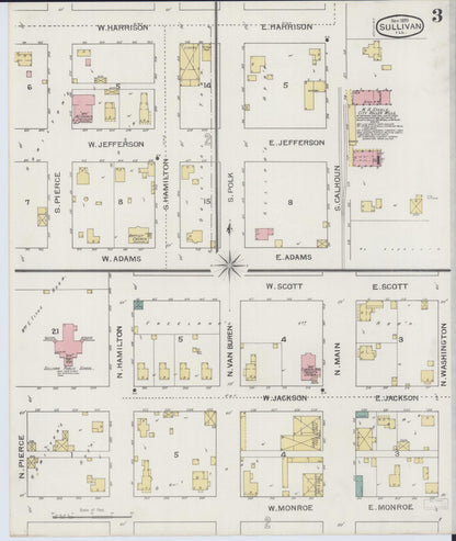 Sanborn Fire Insurance Map from Sullivan, Moultrie County, Illinois (1893), Sheet #0003 - Complete Map Set gallery image, historic Sanborn map, vintage wall art, Illinois Illinois