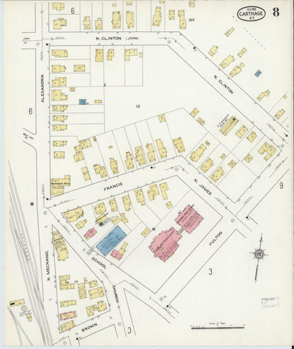 Sanborn Fire Insurance Map from Carthage, Jefferson County, New York (1915), Sheet #0008 - Complete Map Set gallery image, historic Sanborn map, vintage wall art, New York New York