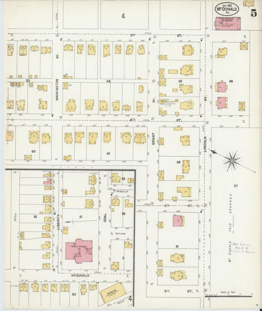 Sanborn Fire Insurance Map from McDonald, Washington County, Pennsylvania (1902), Sheet #0005 - Historic Sanborn Fire Insurance Map Print, vintage old map wall art, antique decor, genealogy gift, Pennsylvania Pennsylvania map