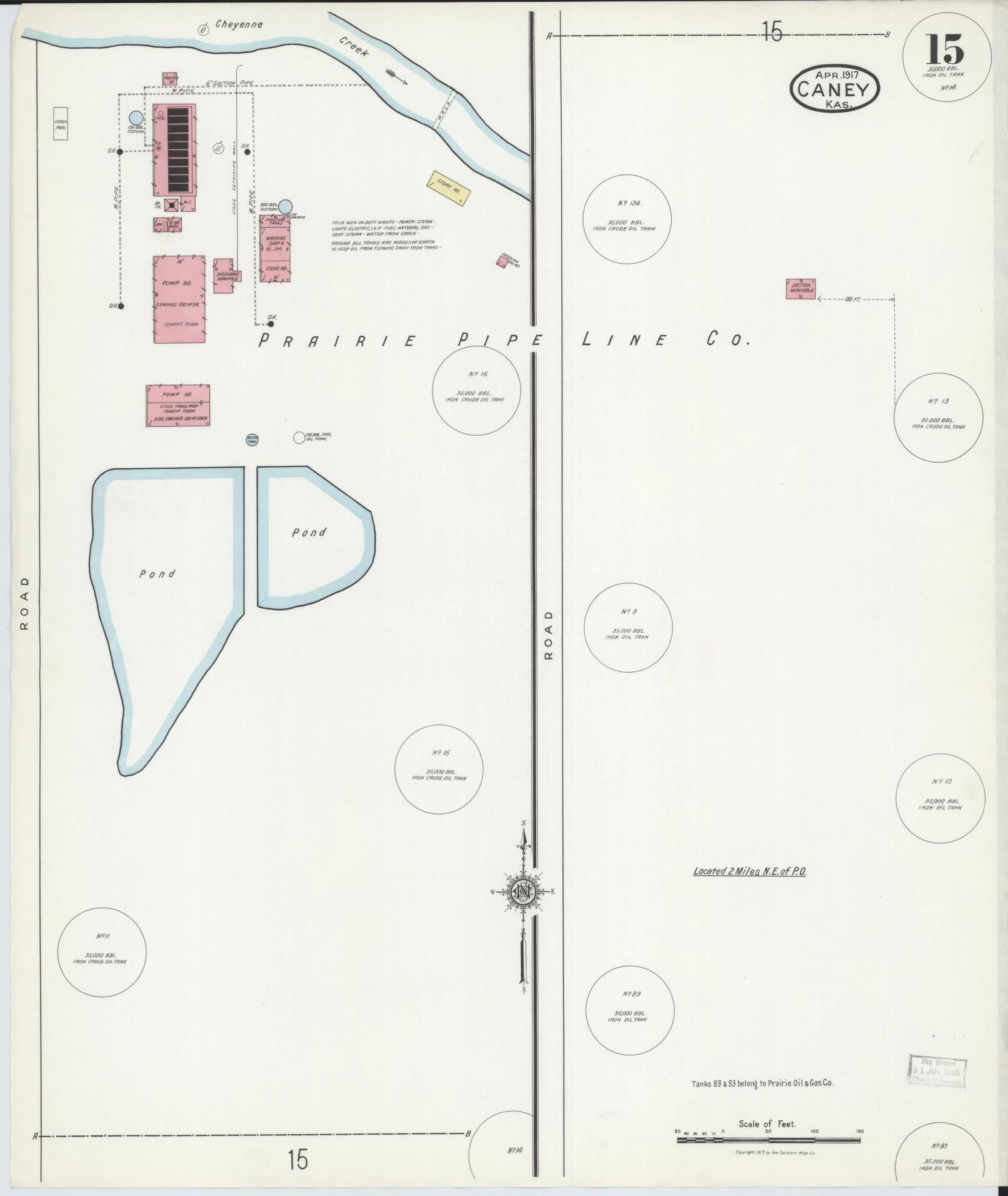Sanborn Fire Insurance Map from Caney, Montgomery County, Kansas (1917), Sheet #0015 - Historic Sanborn Fire Insurance Map Print, vintage old map wall art, antique decor, genealogy gift, Kansas Kansas map