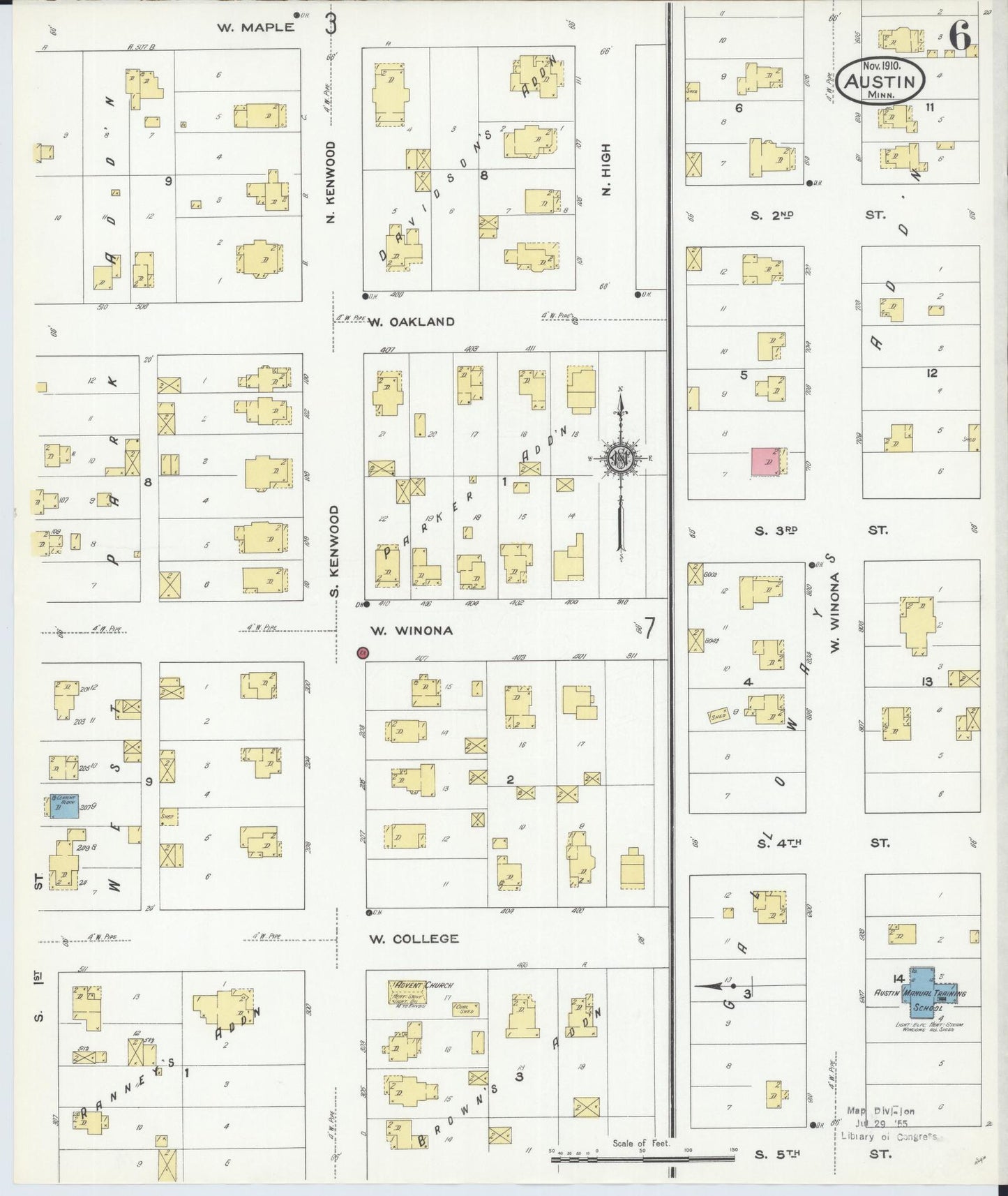 Sanborn Fire Insurance Map from Austin, Mower County, Minnesota (1910), Sheet #0006 - Complete Map Set gallery image, historic Sanborn map, vintage wall art, Minnesota Minnesota