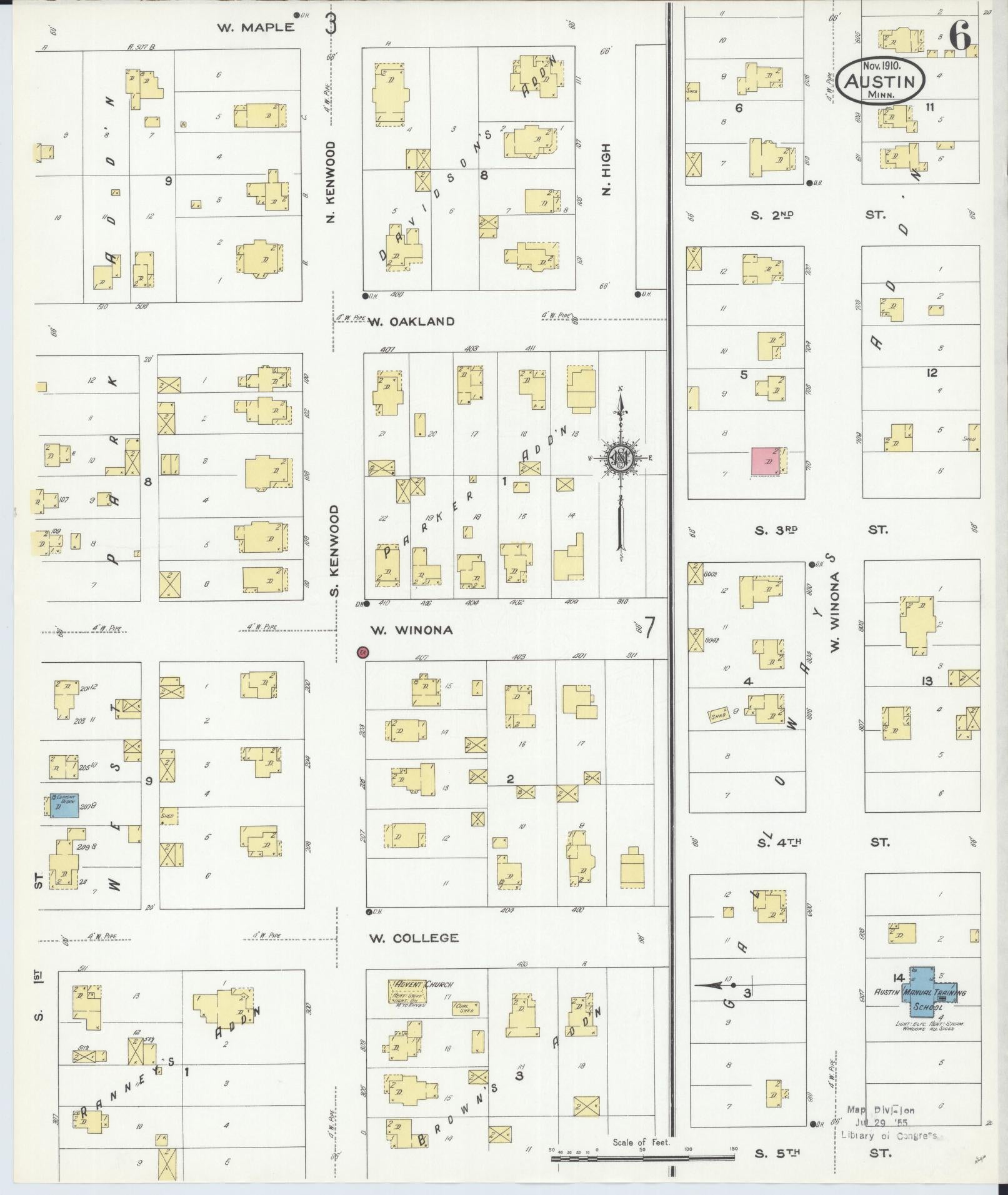 Sanborn Fire Insurance Map from Austin, Mower County, Minnesota (1910), Sheet #0006 - Complete Map Set gallery image, historic Sanborn map, vintage wall art, Minnesota Minnesota
