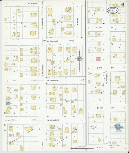 Sanborn Fire Insurance Map from Austin, Mower County, Minnesota (1910), Sheet #0006 - Complete Map Set gallery image, historic Sanborn map, vintage wall art, Minnesota Minnesota