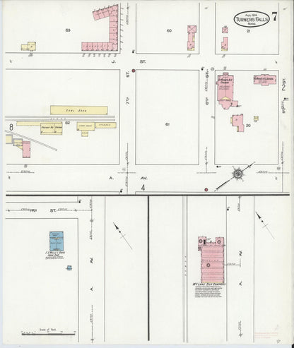 Sanborn Fire Insurance Map from Turners Falls, Franklin County, Massachusetts (1914), Sheet #0007 - Complete Map Set gallery image, historic Sanborn map, vintage wall art, Massachusetts Massachusetts