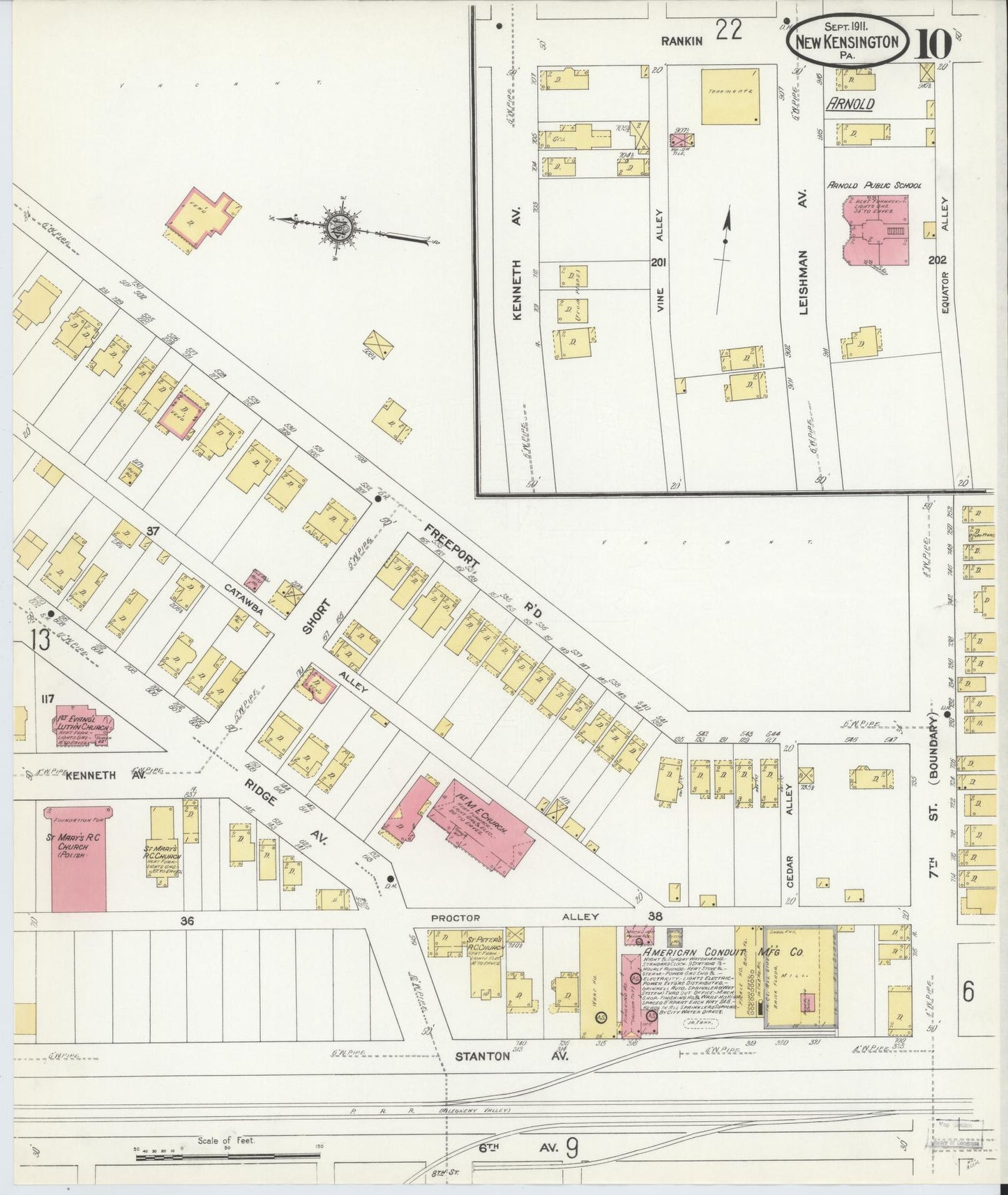 Sanborn Fire Insurance Map from New Kensington, Westmoreland County, Pennsylvania (1911), Sheet #0010 - Complete Map Set gallery image, historic Sanborn map, vintage wall art, Pennsylvania Pennsylvania