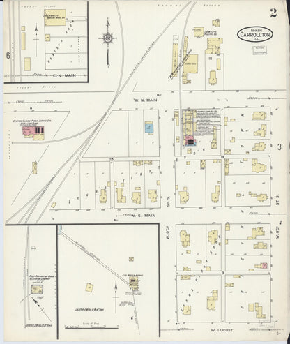 Sanborn Fire Insurance Map from Carrollton, Greene County, Illinois (1914), Sheet #0002 - Complete Map Set gallery image, historic Sanborn map, vintage wall art, Illinois Illinois