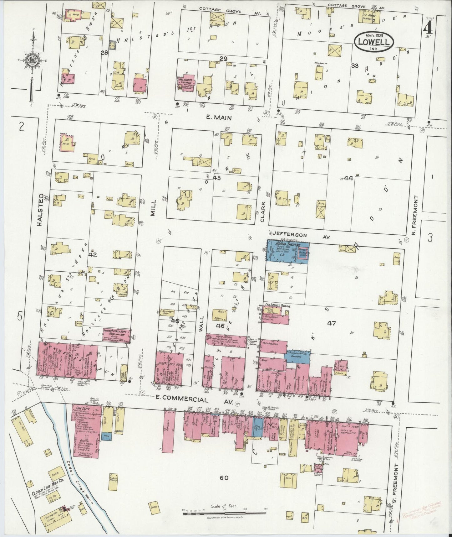 Sanborn Fire Insurance Map from Lowell, Lake County, Indiana (1921), Sheet #0004 - Complete Map Set gallery image, historic Sanborn map, vintage wall art, Indiana Indiana