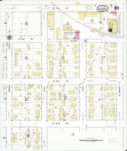 Sanborn Fire Insurance Map from Galena, Cherokee County, Kansas (1918), Sheet #0010 - Historic Sanborn Fire Insurance Map Print, vintage old map wall art, antique decor, genealogy gift, Kansas Kansas map