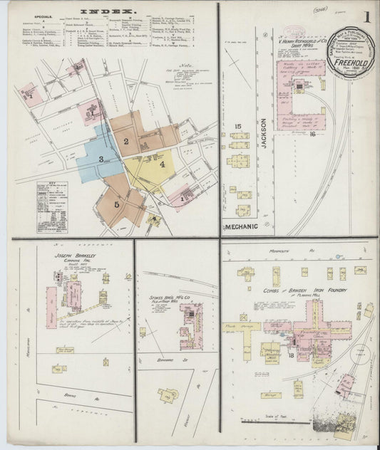 Sanborn Fire Insurance Map from Freehold, Monmouth County, New Jersey. (1889) – Historic Sanborn Fire Insurance Map Print