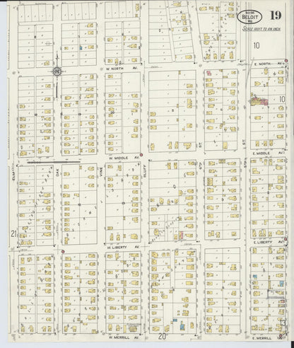 Sanborn Fire Insurance Map from Beloit, Rock County, Wisconsin (1915), Sheet #0019 - Complete Map Set gallery image, historic Sanborn map, vintage wall art, Wisconsin Wisconsin