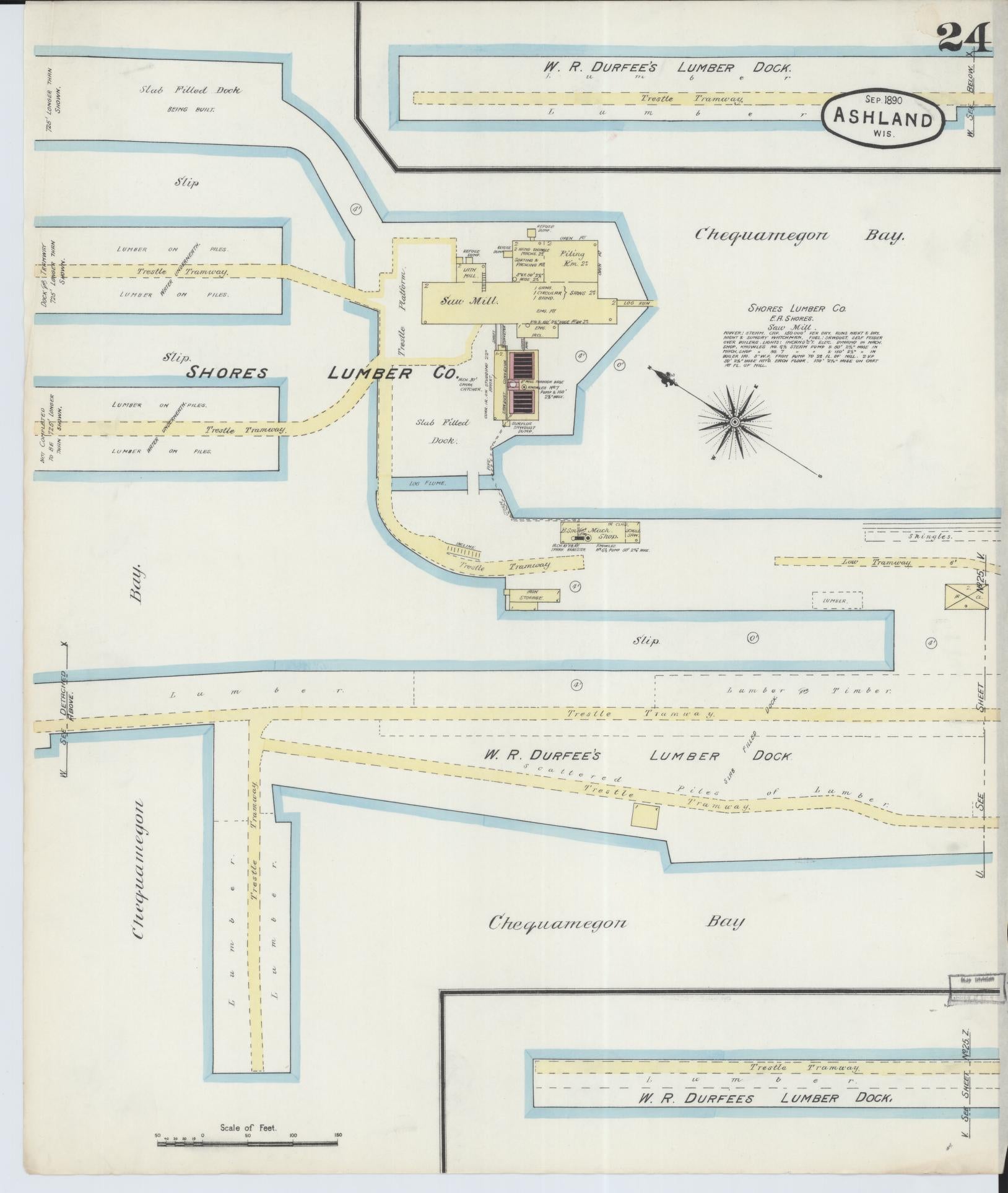 Sanborn Fire Insurance Map from Ashland, Ashland County, Wisconsin (1890), Sheet #0024 - Complete Map Set gallery image, historic Sanborn map, vintage wall art, Wisconsin Wisconsin