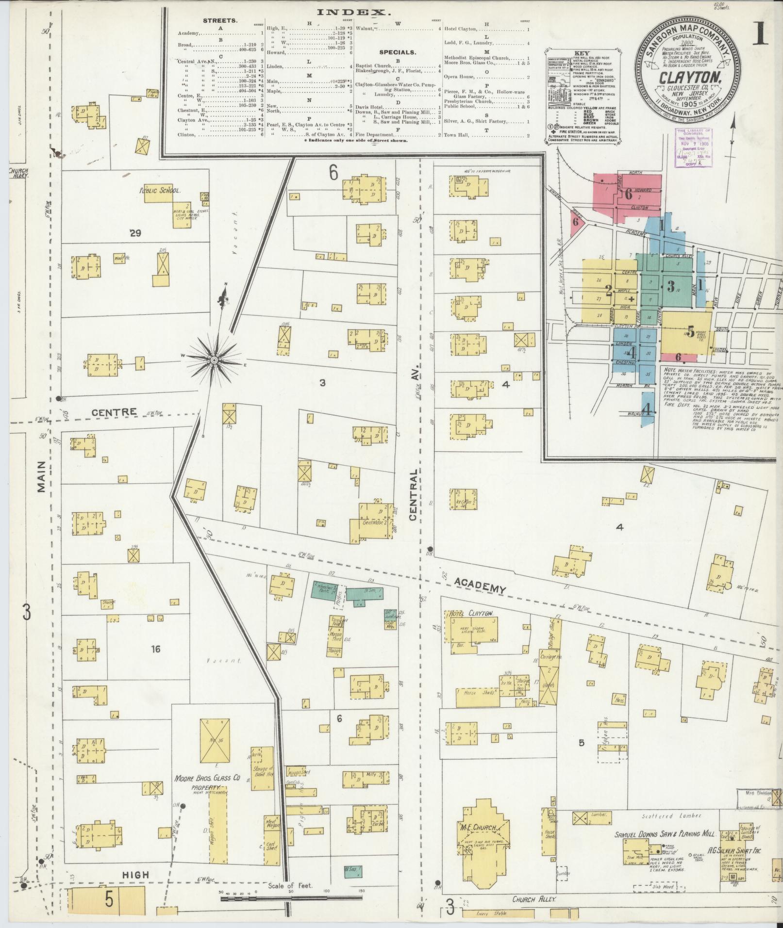 Sanborn Fire Insurance Map from Clayton, Gloucester County, New Jersey. (1905) – Historic Sanborn Fire Insurance Map Print