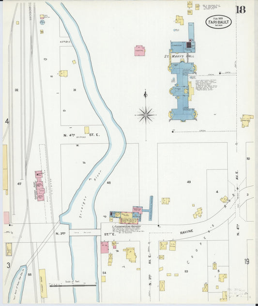 Sanborn Fire Insurance Map from Faribault, Rice County, Minnesota (1909), Sheet #0018 - Historic Sanborn Fire Insurance Map Print, vintage old map wall art, antique decor, genealogy gift, Minnesota Minnesota map