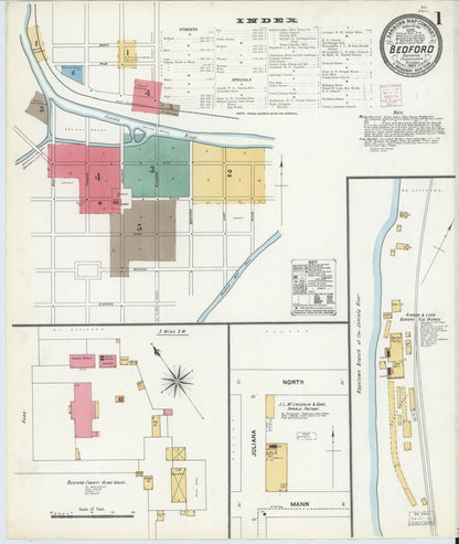 Sanborn Fire Insurance Map from Bedford, Bedford County, Pennsylvania (1906), Sheet #0001 - Complete Map Set gallery image, historic Sanborn map, vintage wall art, Pennsylvania Pennsylvania