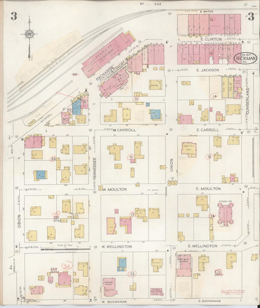 Sanborn Fire Insurance Map from Hickman, Fulton County, Kentucky (1938), Sheet #0003 - Historic Sanborn Fire Insurance Map Print, vintage old map wall art, antique decor, genealogy gift, Kentucky Kentucky map