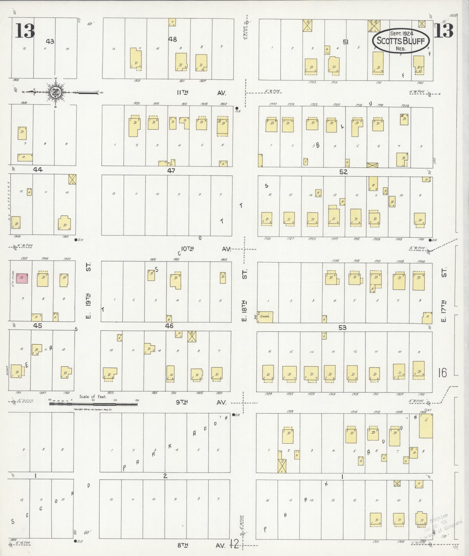 Sanborn Fire Insurance Map from Scottsbluff, Scotts Bluff County, Nebraska (1924), Sheet #0013 - Complete Map Set gallery image, historic Sanborn map, vintage wall art, Nebraska Nebraska