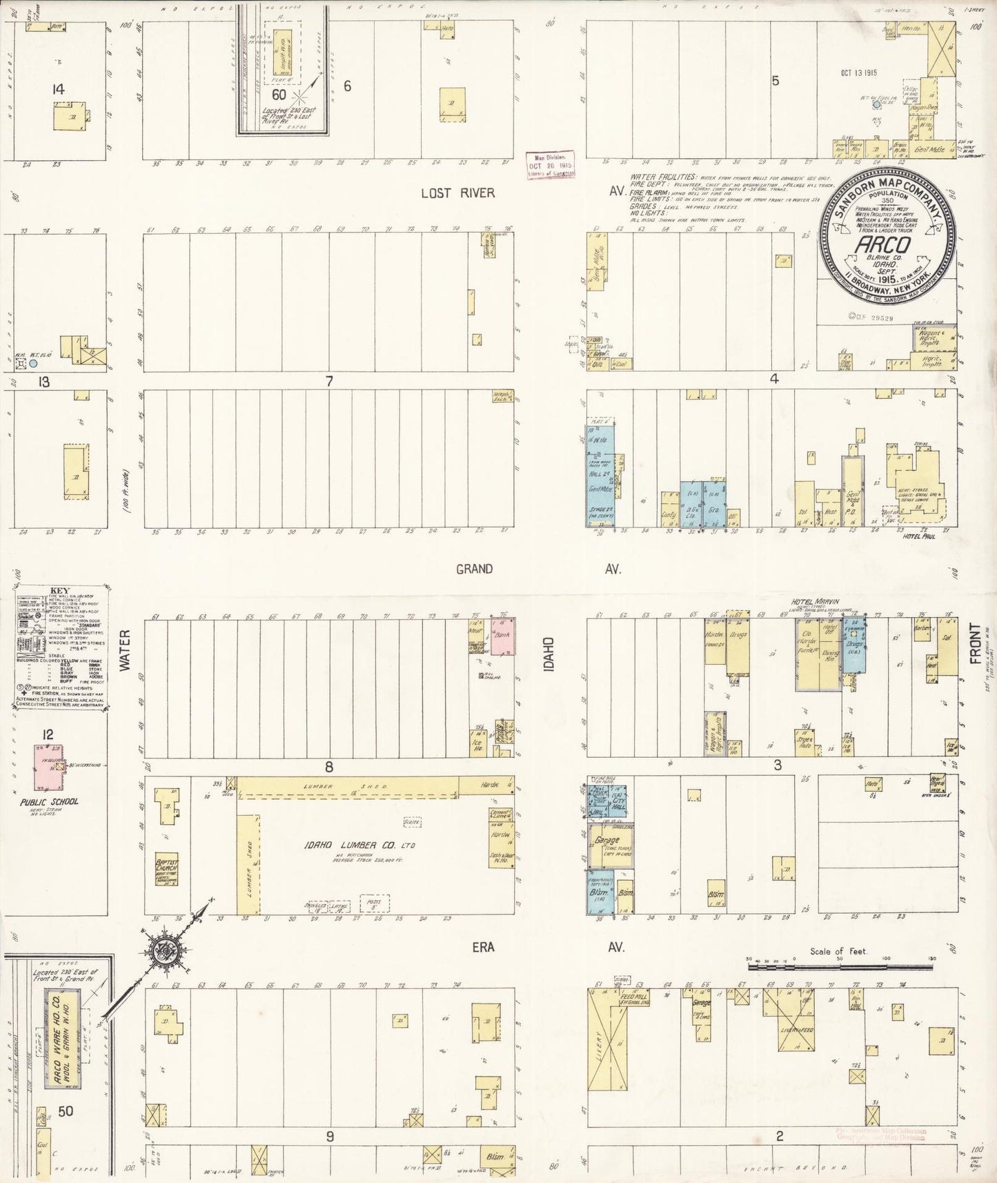 Sanborn Fire Insurance Map from Arco, Butte County, Idaho (1915), Sheet #0001 - Historic Sanborn Fire Insurance Map Print, vintage old map wall art, antique decor, genealogy gift, Idaho Idaho map