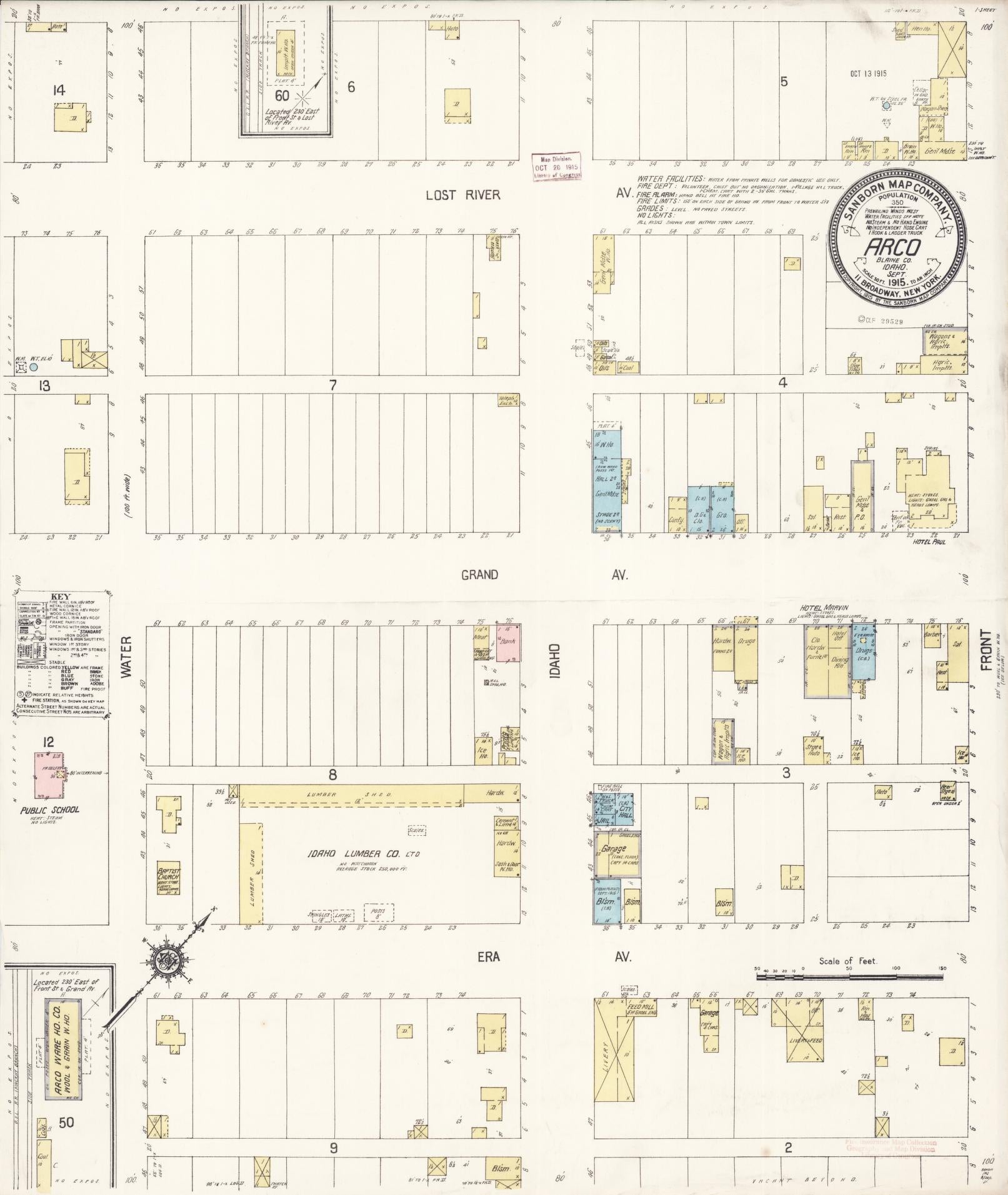 Sanborn Fire Insurance Map from Arco, Butte County, Idaho (1915), Sheet #0001 - Historic Sanborn Fire Insurance Map Print, vintage old map wall art, antique decor, genealogy gift, Idaho Idaho map