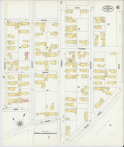 Sanborn Fire Insurance Map from Auburn, Androscoggin County, Maine (1902), Sheet #0006 - Complete Map Set gallery image, historic Sanborn map, vintage wall art, Maine Maine