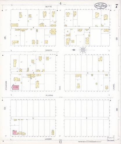 Sanborn Fire Insurance Map from Willows, Glenn County, California (1897), Sheet #0007 - Complete Map Set gallery image, historic Sanborn map, vintage wall art, California California