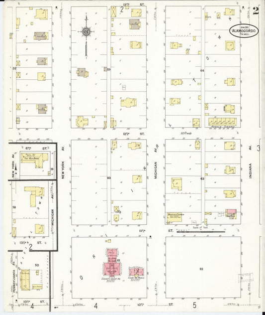 Sanborn Fire Insurance Map from Alamogordo, Otero County, New Mexico (1911), Sheet #0002 - Historic Sanborn Fire Insurance Map Print, vintage old map wall art, antique decor, genealogy gift, New Mexico New Mexico map