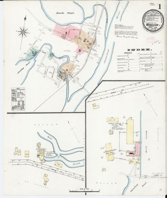 Sanborn Fire Insurance Map from Windsor, Windsor County, Vermont (1889), Sheet #0001 - Complete Map Set gallery image, historic Sanborn map, vintage wall art, Vermont Vermont