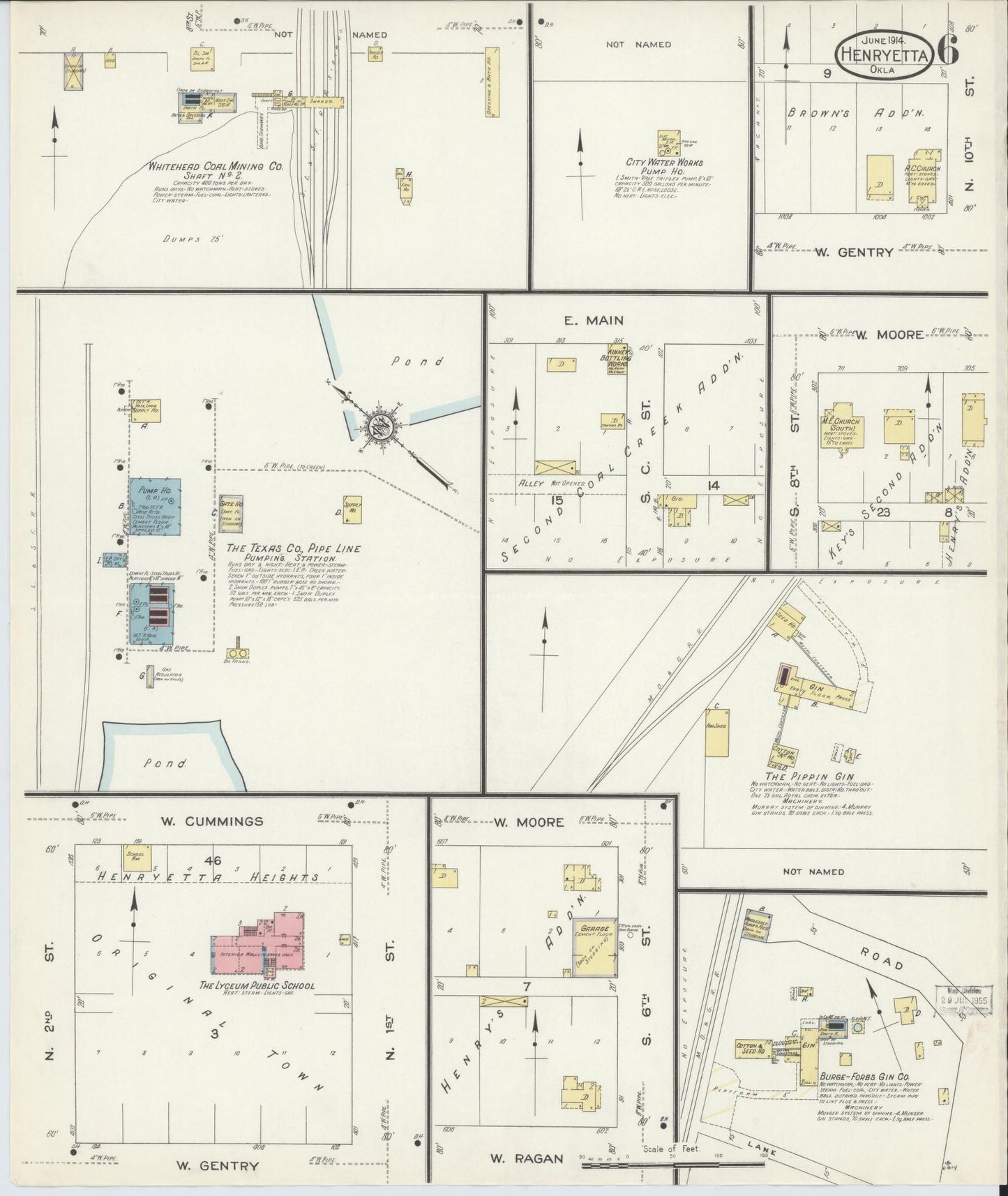 Sanborn Fire Insurance Map from Henryetta, Okmulgee County, Oklahoma (1914), Sheet #0006 - Historic Sanborn Fire Insurance Map Print, vintage old map wall art, antique decor, genealogy gift, Oklahoma Oklahoma map