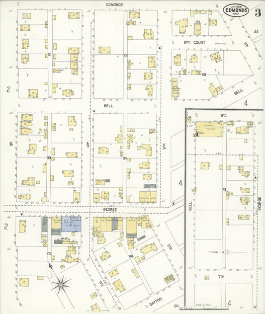 Sanborn Fire Insurance Map from Edmunds, Snohomish County, Washington (1909), Sheet #0003 - Historic Sanborn Fire Insurance Map Print, vintage old map wall art, antique decor, genealogy gift, Washington Washington map