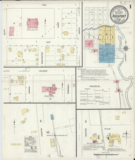 Sanborn Fire Insurance Map from Rockport, Atchison County, Missouri (1911), Sheet #0001 - Complete Map Set gallery image, historic Sanborn map, vintage wall art, Missouri Missouri