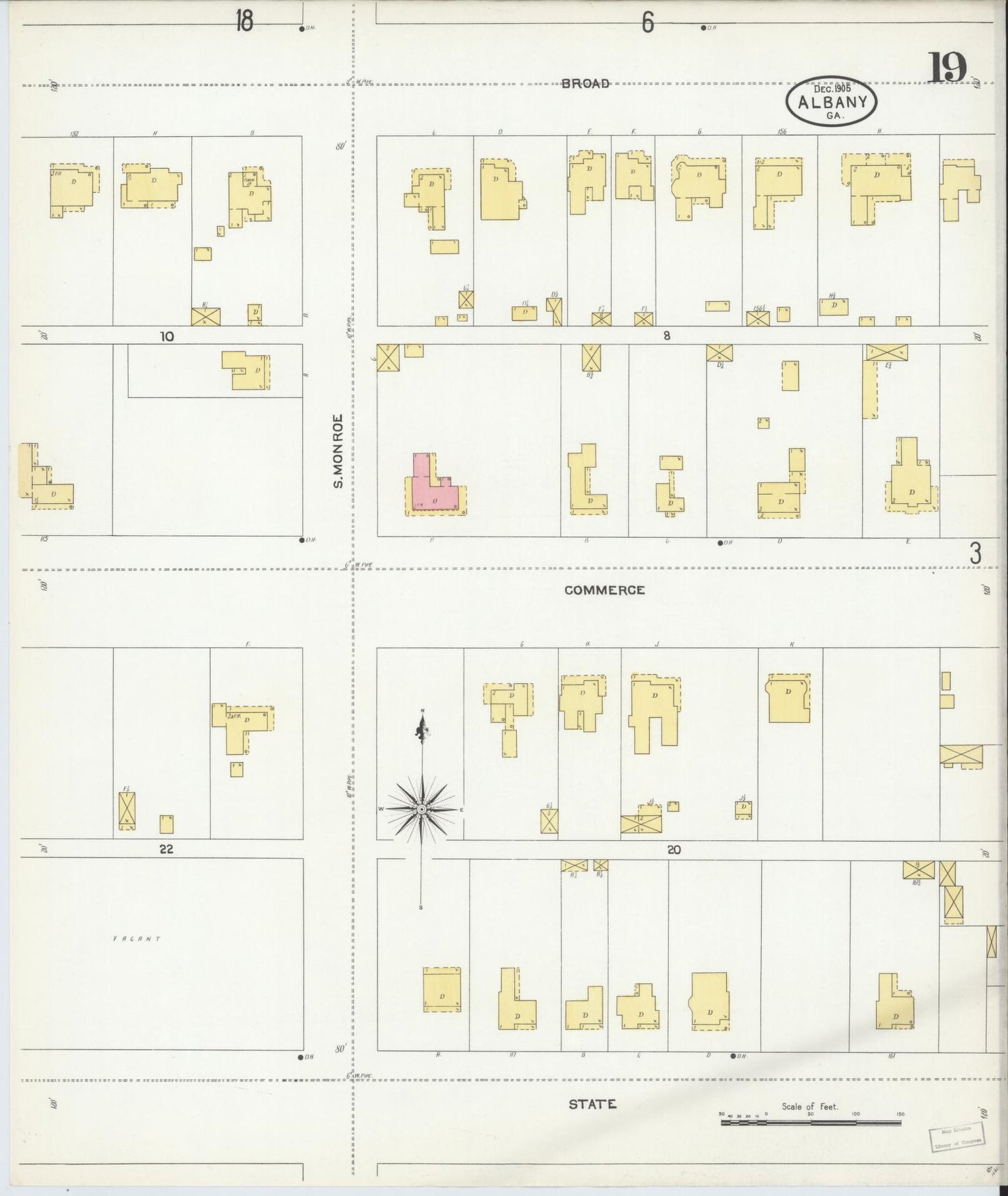 Sanborn Fire Insurance Map from Albany, Dougherty County, Georgia (1905), Sheet #0019 - Complete Map Set gallery image, historic Sanborn map, vintage wall art, Georgia Georgia