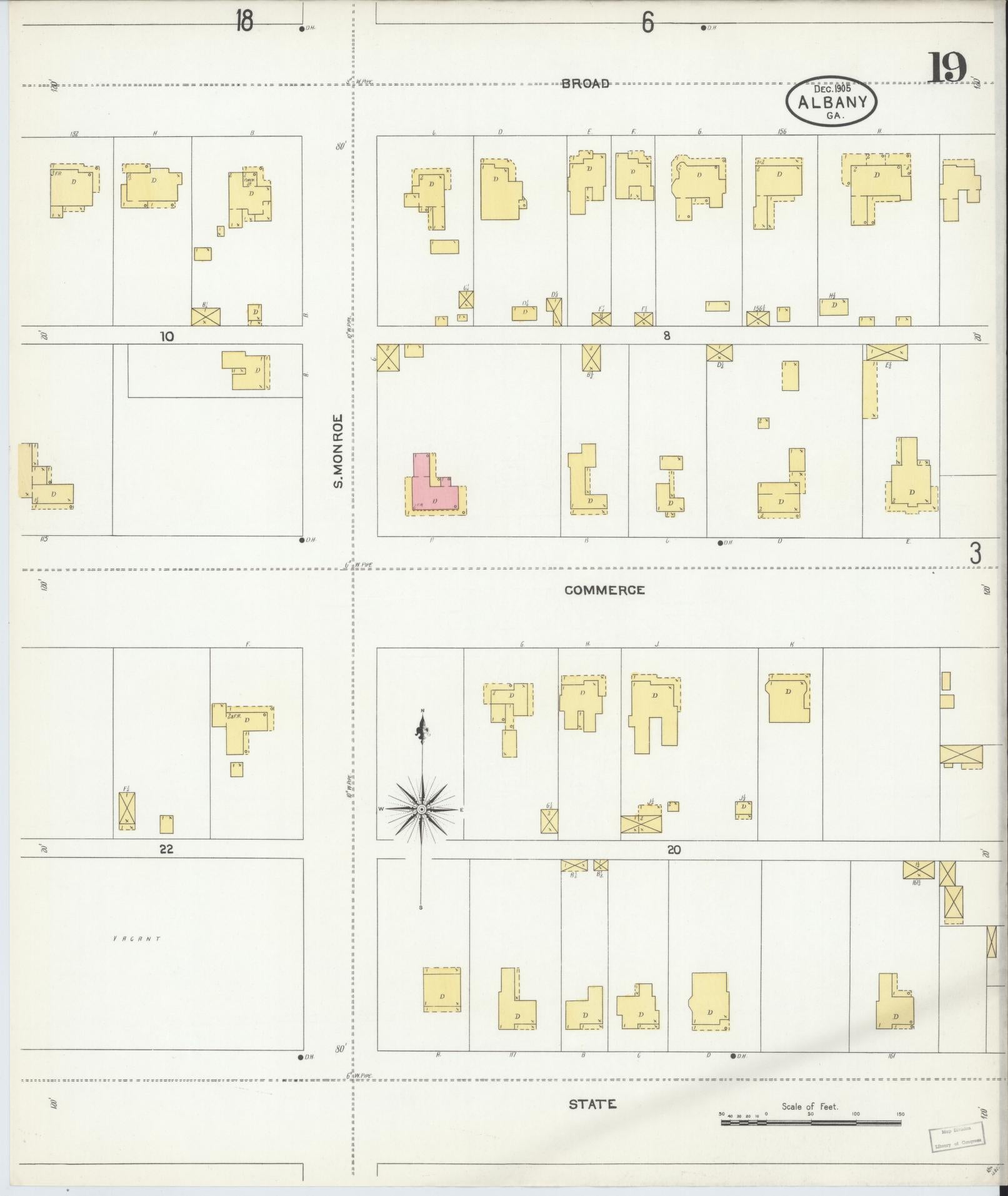 Sanborn Fire Insurance Map from Albany, Dougherty County, Georgia (1905), Sheet #0019 - Complete Map Set gallery image, historic Sanborn map, vintage wall art, Georgia Georgia