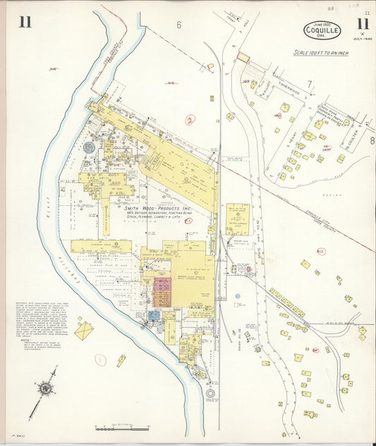 Sanborn Fire Insurance Map from Coquille, Coos County, Oregon (1945), Sheet #0011 - Historic Sanborn Fire Insurance Map Print, vintage old map wall art, antique decor, genealogy gift, Oregon Oregon map