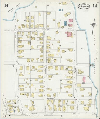 Sanborn Fire Insurance Map from Saint Augustine, Saint John's County, Florida (1924), Sheet #0014 - Complete Map Set gallery image, historic Sanborn map, vintage wall art, Florida Florida