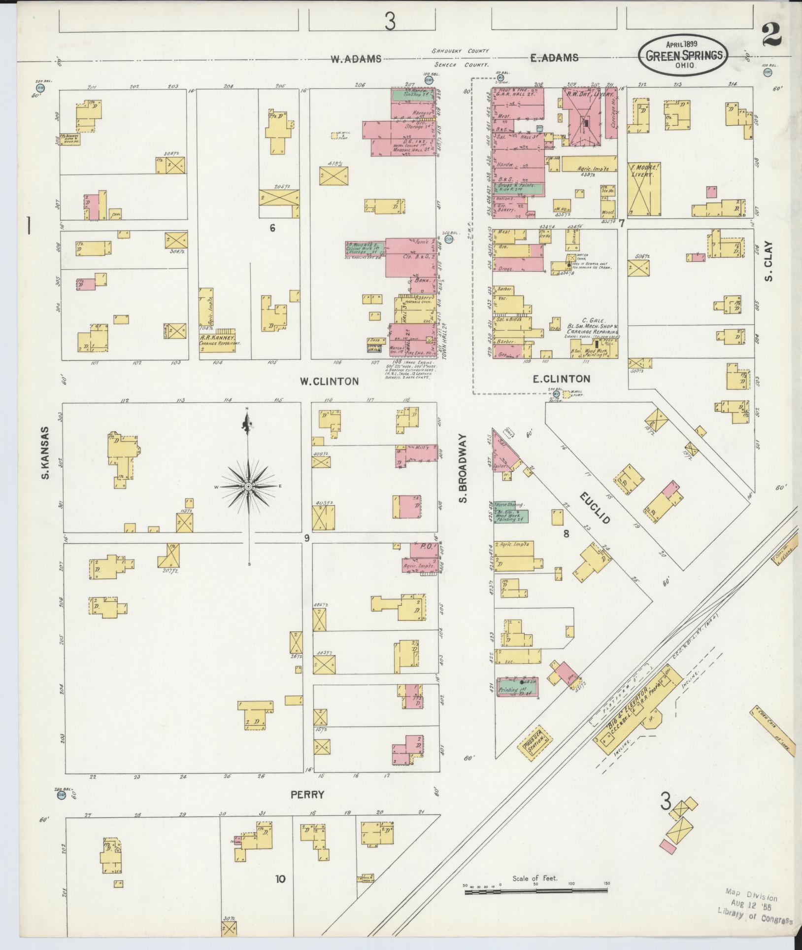 Sanborn Fire Insurance Map from Green Springs, Sandusky And Seneca Counties, Ohio (1899), Sheet #0002 - Historic Sanborn Fire Insurance Map Print, vintage old map wall art, antique decor, genealogy gift, Ohio Ohio map