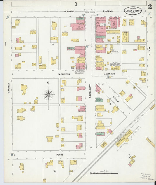 Sanborn Fire Insurance Map from Green Springs, Sandusky And Seneca Counties, Ohio (1899), Sheet #0002 - Historic Sanborn Fire Insurance Map Print, vintage old map wall art, antique decor, genealogy gift, Ohio Ohio map