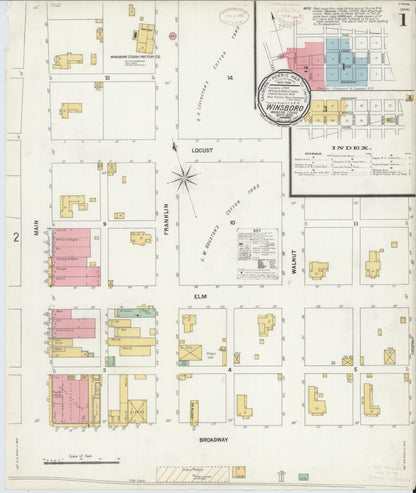 Sanborn Fire Insurance Map from Winnsboro, Wood County, Texas (1899), Sheet #0001 - Complete Map Set gallery image, historic Sanborn map, vintage wall art, Texas Texas