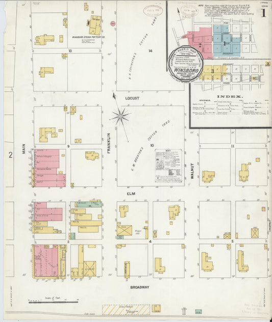Sanborn Fire Insurance Map from Winnsboro, Wood County, Texas (1899), Sheet #0001 - Complete Map Set gallery image, historic Sanborn map, vintage wall art, Texas Texas