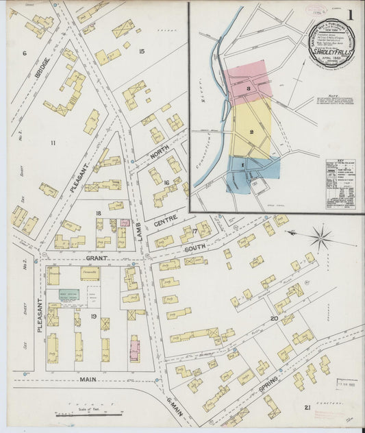 Sanborn Fire Insurance Map from South Hadley Falls, Hampshire County, Massachusetts (1889), Sheet #0001 - Complete Map Set gallery image, historic Sanborn map, vintage wall art, Massachusetts Massachusetts