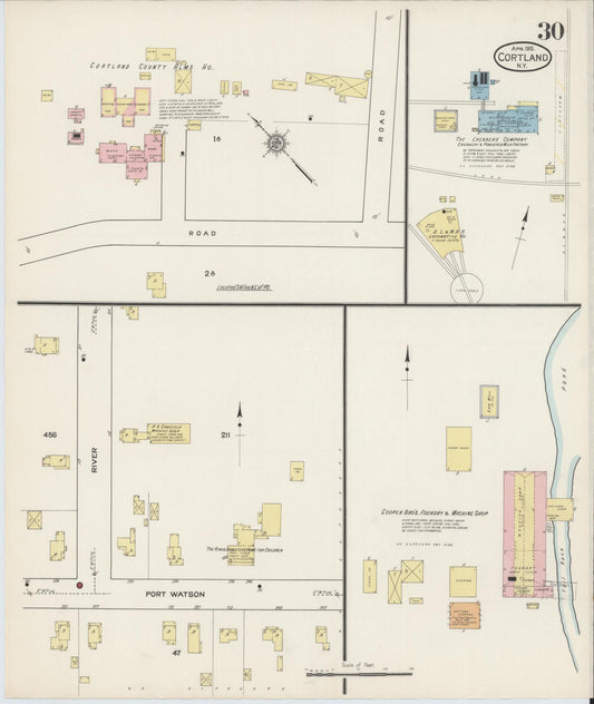 Sanborn Fire Insurance Map from Cortland, Cortland County, New York (1915), Sheet #0030 - Historic Sanborn Fire Insurance Map Print, vintage old map wall art, antique decor, genealogy gift, New York New York map