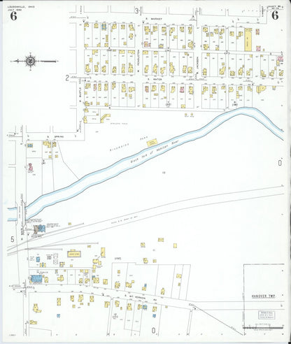 Sanborn Fire Insurance Map from Loudonville, Ashland County, Ohio (1950), Sheet #0006 - Historic Sanborn Fire Insurance Map Print, vintage old map wall art, antique decor, genealogy gift, Ohio Ohio map