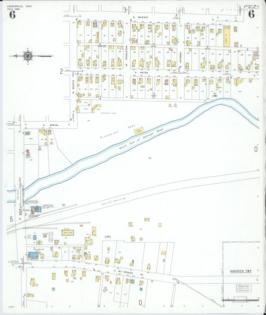 Sanborn Fire Insurance Map from Loudonville, Ashland County, Ohio (1950), Sheet #0006 - Historic Sanborn Fire Insurance Map Print, vintage old map wall art, antique decor, genealogy gift, Ohio Ohio map