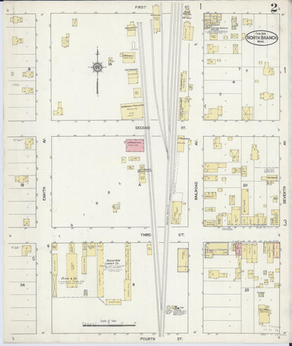 Sanborn Fire Insurance Map from North Branch, Chisago County, Minnesota (1914), Sheet #0002 - Historic Sanborn Fire Insurance Map Print, vintage old map wall art, antique decor, genealogy gift, Minnesota Minnesota map