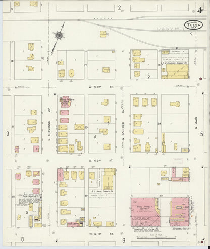 Sanborn Fire Insurance Map from Tulsa, Tulsa County, Oklahoma (1911), Sheet #0004 - Complete Map Set gallery image, historic Sanborn map, vintage wall art, Oklahoma Oklahoma