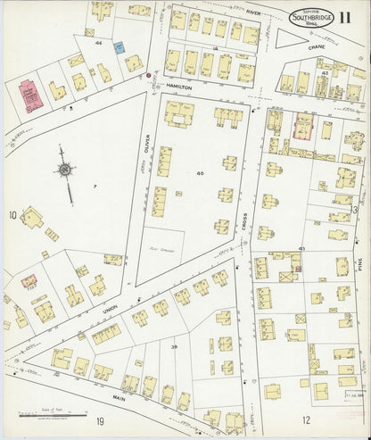 Sanborn Fire Insurance Map from Southbridge, Worcester County, Massachusetts (1918), Sheet #0011 - Complete Map Set gallery image, historic Sanborn map, vintage wall art, Massachusetts Massachusetts