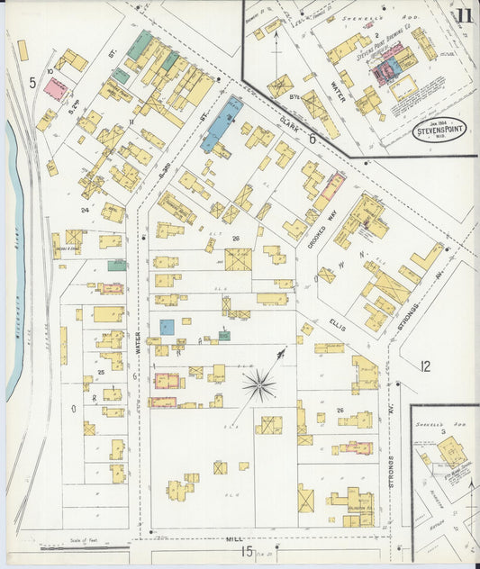 Sanborn Fire Insurance Map from Stevens Point, Portage County, Wisconsin (1904), Sheet #0011 - Historic Sanborn Fire Insurance Map Print, vintage old map wall art, antique decor, genealogy gift, Wisconsin Wisconsin map