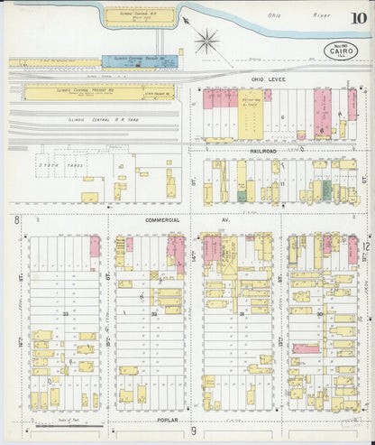 Sanborn Fire Insurance Map from Cairo, Alexander County, Illinois (1901), Sheet #0010 - Complete Map Set gallery image, historic Sanborn map, vintage wall art, Illinois Illinois